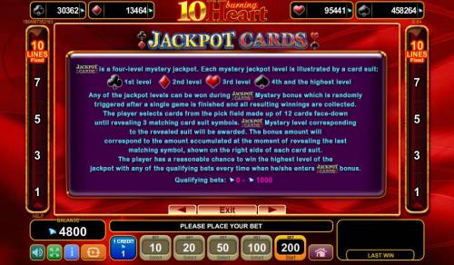 10 Burning Heart Big Bonus Slots Jackpot Cards Rules