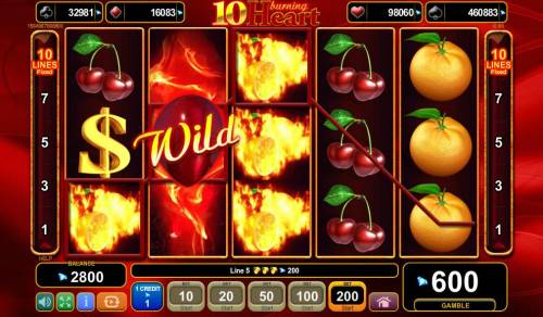 10 Burning Heart Big Bonus Slots Multiple winning paylines
