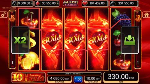 10 Burning Heart Big Bonus Slots Multiple winning paylines triggers a big win!