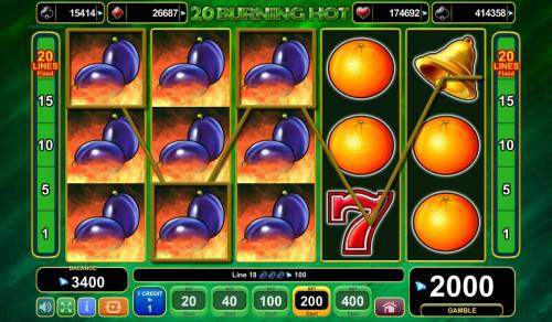 20 Burning Hot Big Bonus Slots Multiple winning paylines triggers a big win!