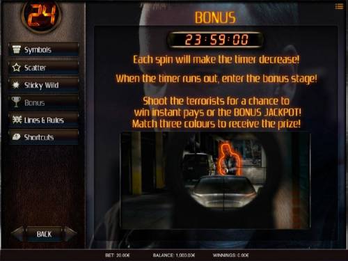 24 Big Bonus Slots Bonus - Each spin will make the timer decrease! When the timer runs out, enter the bonus stage!