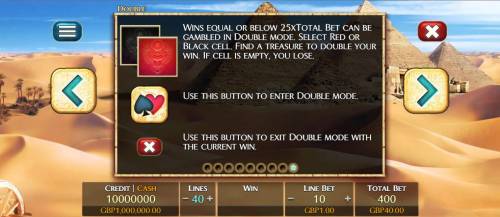 3 Elements Big Bonus Slots Double-Up Feature is available after any winning spin.