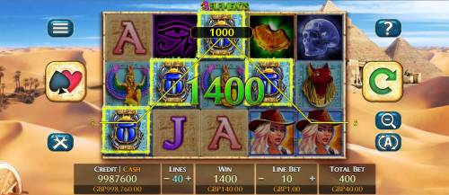 3 Elements Big Bonus Slots Multiple winning paylines triggers a 1400 coin big win!