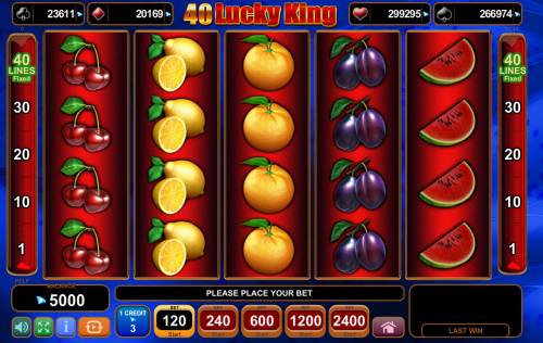 40 Lucky King Big Bonus Slots Main Game Board