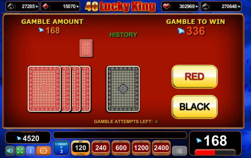 40 Lucky King Big Bonus Slots Card Gamble Feature Game Board