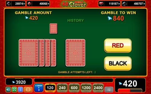 40 Mega Clover Big Bonus Slots Gamble Feature Game Board