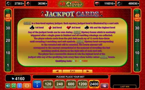 40 Mega Clover Big Bonus Slots Jackpot Cards Progressive Rules