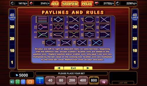 40 Super Hot Big Bonus Slots Paylines 1-40