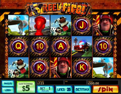 5 Reel Fire Big Bonus Slots Main Game Board