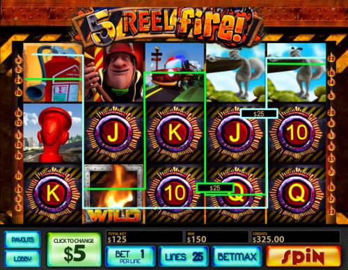 5 Reel Fire Big Bonus Slots Multiple winning paylines