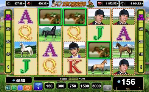 50 Horses Big Bonus Slots Scatter win triggers the free spins feature