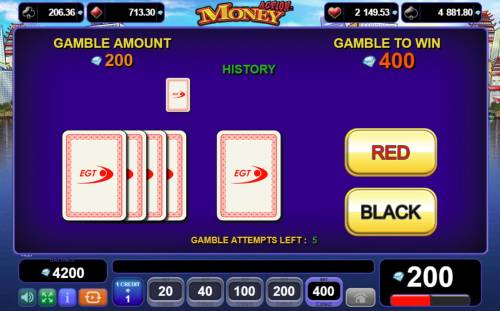 Action Money Big Bonus Slots Red or Black Gamble feature