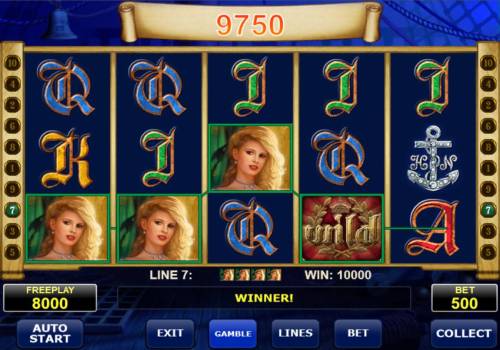 Admiral Nelson Big Bonus Slots A winning four of kind triggers a 10000 coin jackpot win