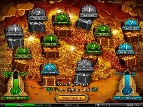 Ali Baba Big Bonus Slots Great! You get 20 free spins and a 6x multiplier
