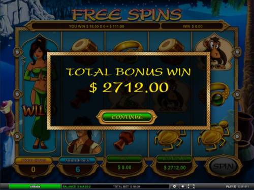 Ali Baba Big Bonus Slots total free spins bonus win 2712 coin jackpot