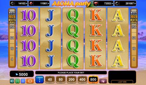 Aloha Party Big Bonus Slots Main Game Board