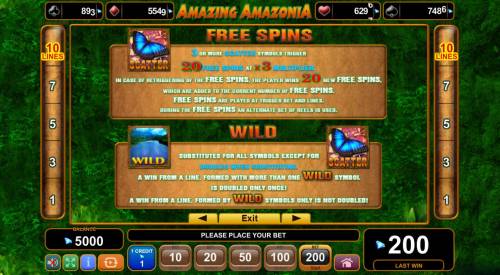 Amazing Amazonia Big Bonus Slots Wild and Scatter Symbols Rules and Pays