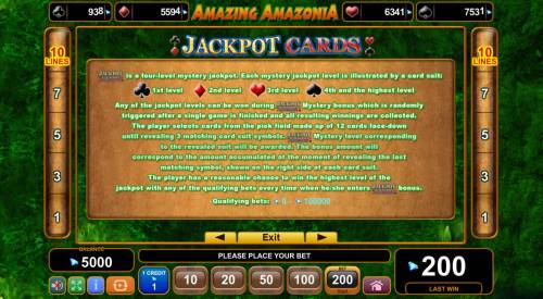 Amazing Amazonia Big Bonus Slots Jackpot Cards Rules