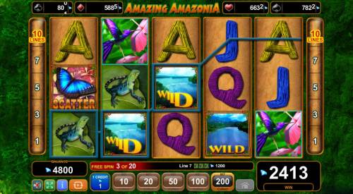 Amazing Amazonia Big Bonus Slots Free Spins Game Board