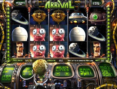 Arrival Big Bonus Slots main game board featuring five reels and thirty paylines
