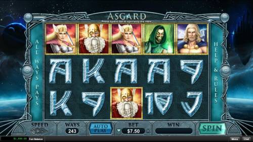 Asgard Big Bonus Slots Main Game Board