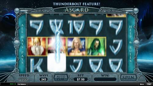 Asgard Big Bonus Slots Thunderbolt Feature Acivated