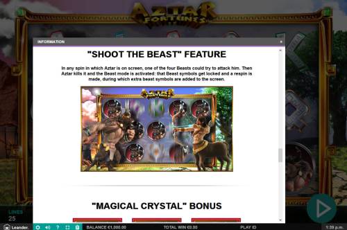 Aztar Fortunes Big Bonus Slots Shoot the Beast Feature