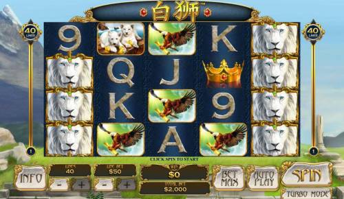 Bai Shi Big Bonus Slots Main game board featuring five reels and 40 paylines with a $100,000 max payout.