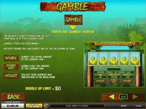 Banana Monkey Big Bonus Slots Gamble Feature Games Rules