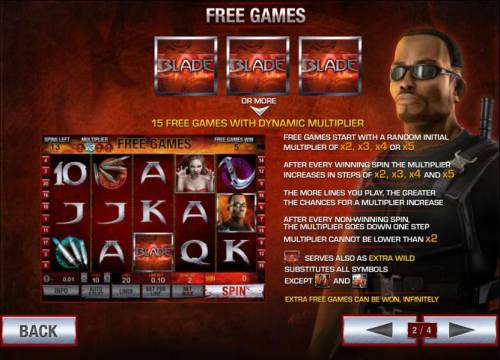Blade Big Bonus Slots three or more blade symbols triggers 15 free games with dynamic multiplier
