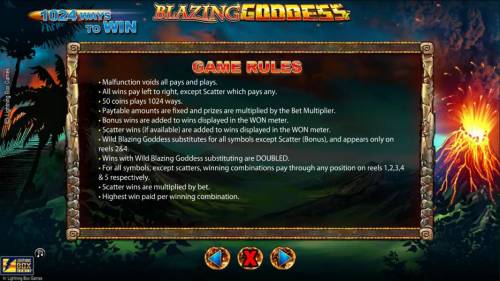 Blazing Goddess Big Bonus Slots General Game Rules