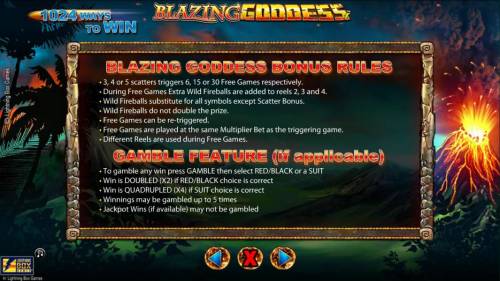 Blazing Goddess Big Bonus Slots Blazing Goddess Bonus Rules and Gamble Feature Rules