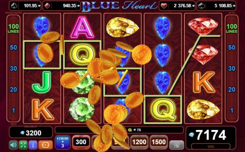 Blue Heart Big Bonus Slots Multiple winning paylines triggers a big win