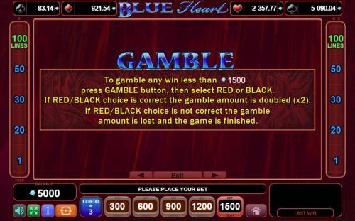Blue Heart Big Bonus Slots Gamble Feature Rules