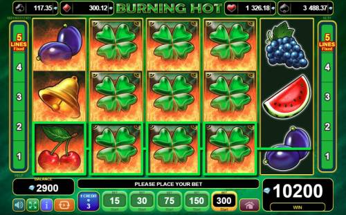 Burning Hot Big Bonus Slots Stacked symbols triggers multiple winning combinations