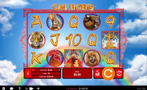 Cai Hong Big Bonus Slots Main Game Board