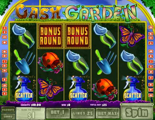 Cash Garden Big Bonus Slots Scatter win triggers the free spins feature