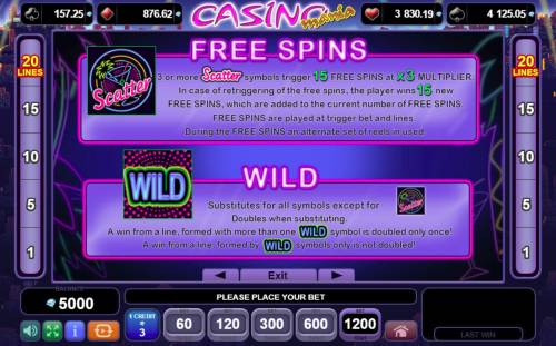 Casino Mania Big Bonus Slots Wild and Scatter Symbol Rules