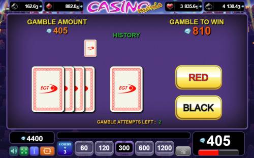 Casino Mania Big Bonus Slots Red or Black Gamble feature