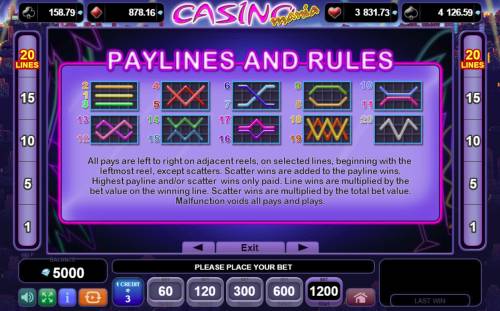 Casino Mania Big Bonus Slots Paylines 1-20