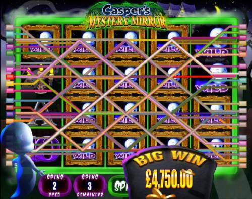 Casper's Mystery Mirror Big Bonus Slots multiple winning paylines triggers a big win during the free spins feature