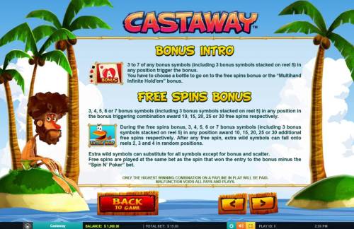 Castaway Big Bonus Slots Bonus Game Rules