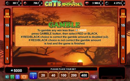 Cats Royal Big Bonus Slots Gamble Feature Rules
