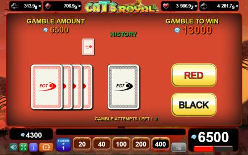 Cats Royal Big Bonus Slots Red or Black Gamble feature