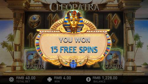 Cleopatra Big Bonus Slots 15 Free Spins awarded