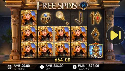 Cleopatra Big Bonus Slots A 664.00 jackpot triggered during the free spins feature