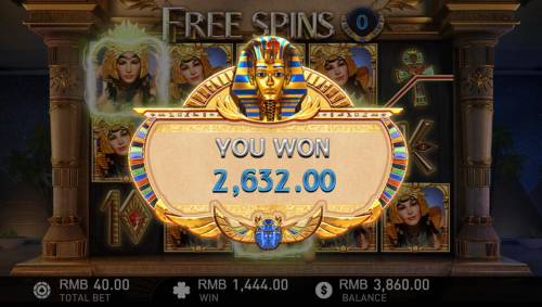 Cleopatra Big Bonus Slots Free Spins feature pays out a total of 2,632.00