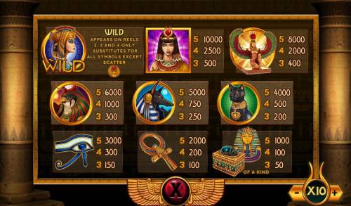 Cleopatra Big Bonus Slots Paytable