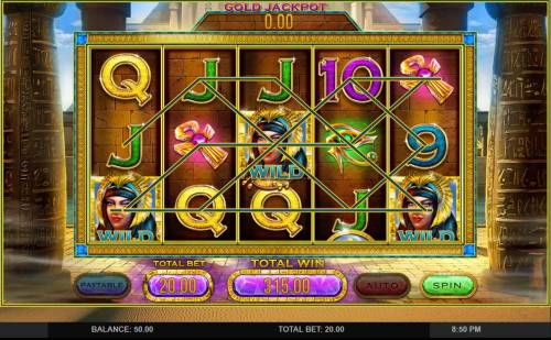 Cleopatra's Gold Big Bonus Slots Multiple winning paylines triggers a 315.00 big win!