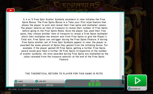 Cleopatra's Riches Big Bonus Slots Free Spins Bonus Game Rules